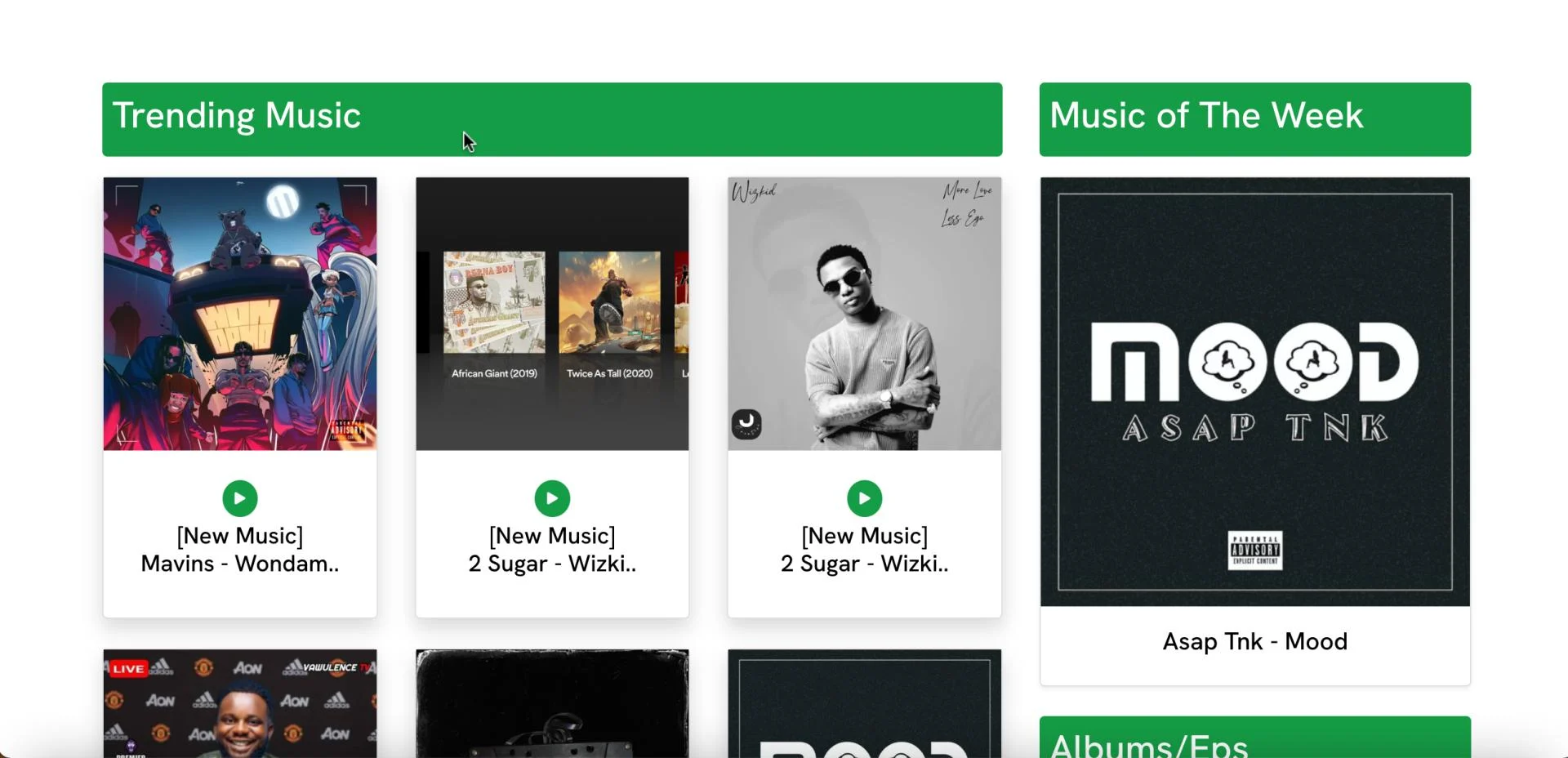 Music Blog website engineered by Timothy Iloba, professional website developer in Nigeria
